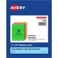 Avery Label, Shipping, Neon, 2X4, Ast AVE5956